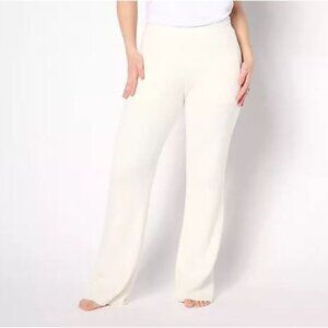 Barefoot Dreams Cream Wide-Leg Knit Pants